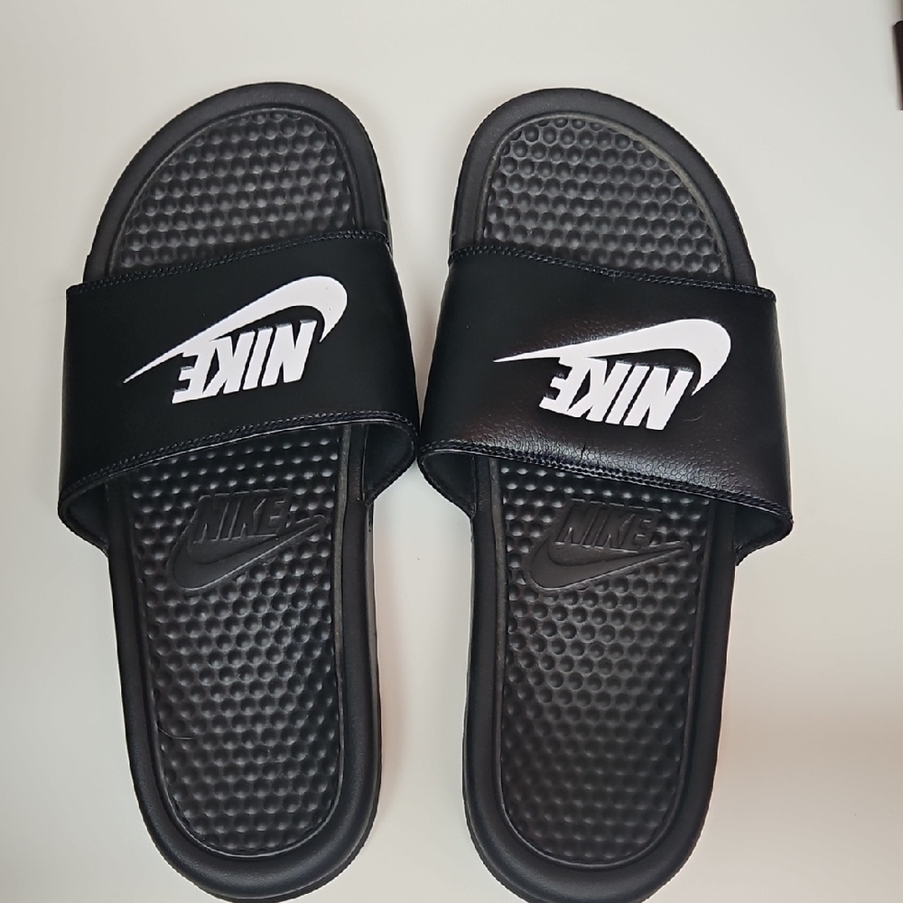 Nike Black and White Slide Sandals